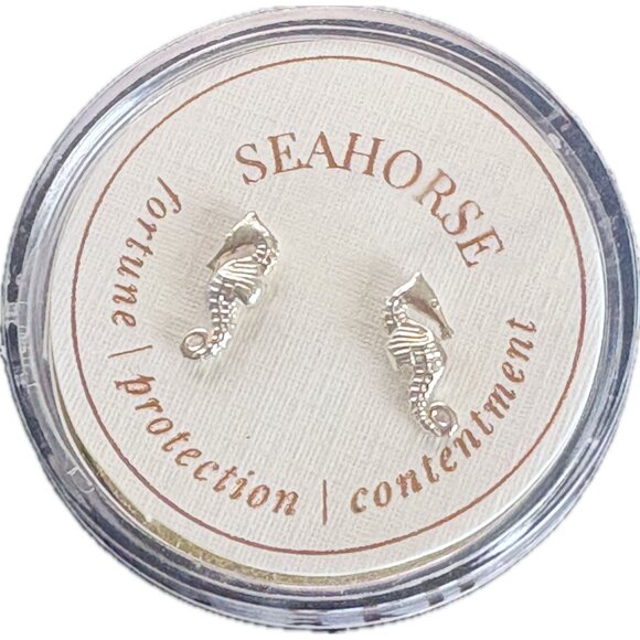 Alex and Ani Sterling Silver .925 Mini Seahorses Stud Earrings - Picture 2 of 5